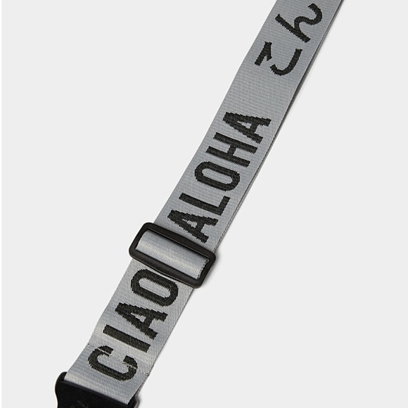 Hershel gray and black multilingual Hello adjustable luggage belt NWT - Picture 2 of 7